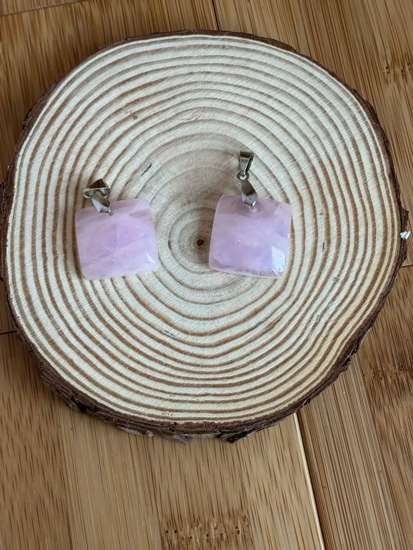 Pendentif Quartz rose carré