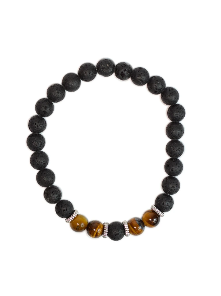 Bracelet Pierre de Lave & Œil de tigre