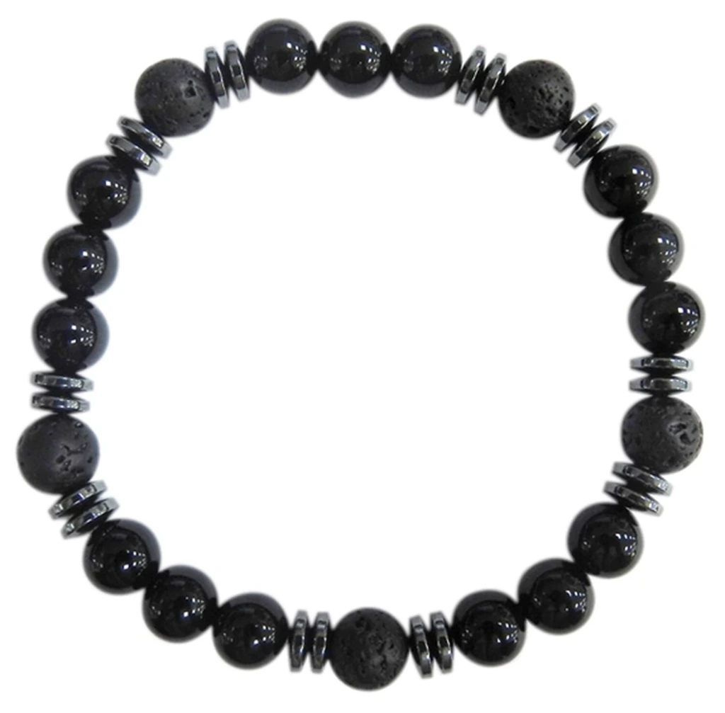 Bracelet Onyx Noir & Pierre de Lave