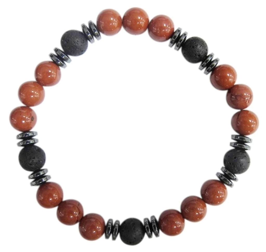 Bracelet Jaspe Rouge & Pierre de Lave