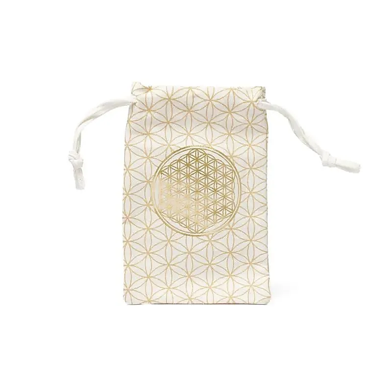Pochette en coton Fleur de Vie blanche
