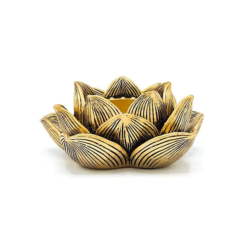 Bougeoir Lotus résine couleur or