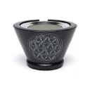 Porte charbon en pierre de savon noir Fleur de Vie avec tamis