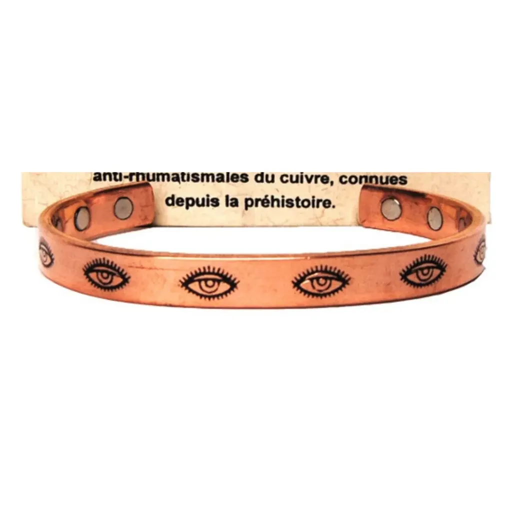 Bracelet Cuivre et Aimants Motif Œil Protecteur