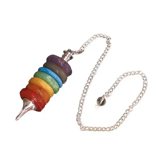 Pendule 7 chakras ronds plats