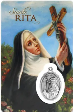Médaille sur carte Sainte-Rita