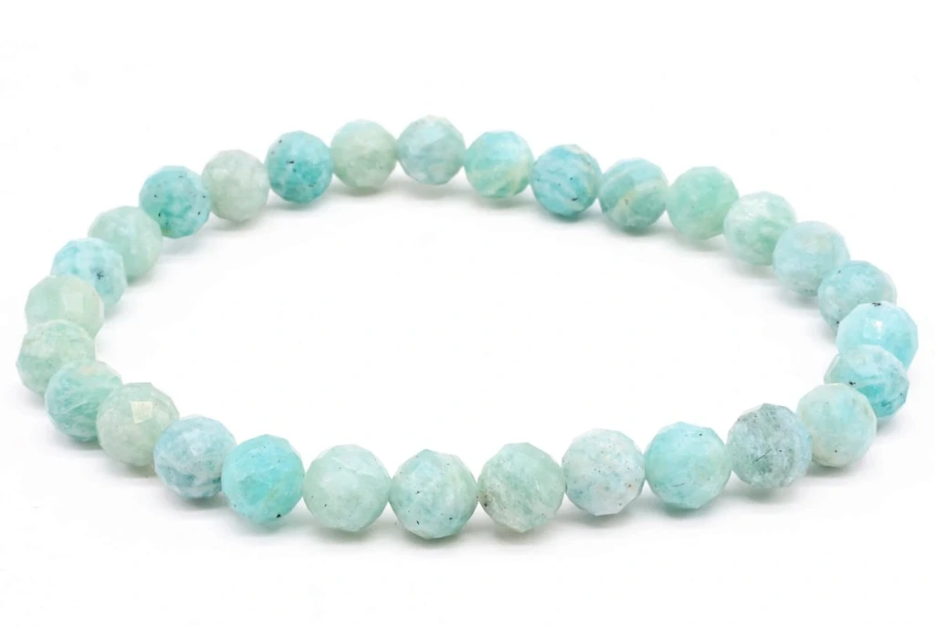Bracelet Amazonite perles facettées 6mm