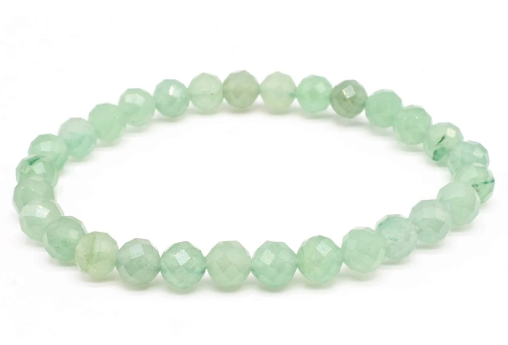 Bracelet Aventurine verte perles facettées 6mm