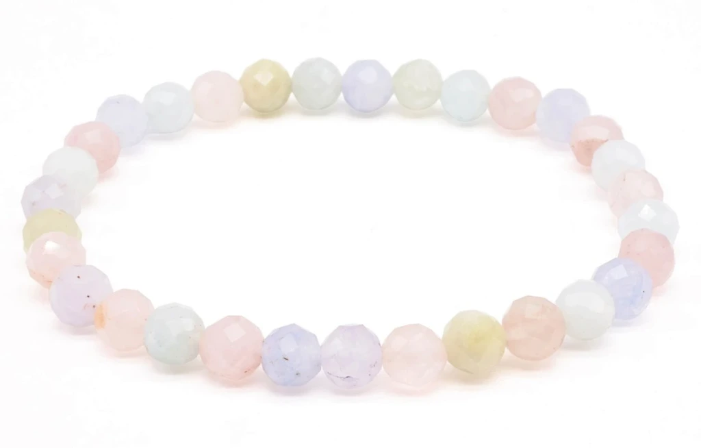 Bracelet Morganite perles facettées 6mm