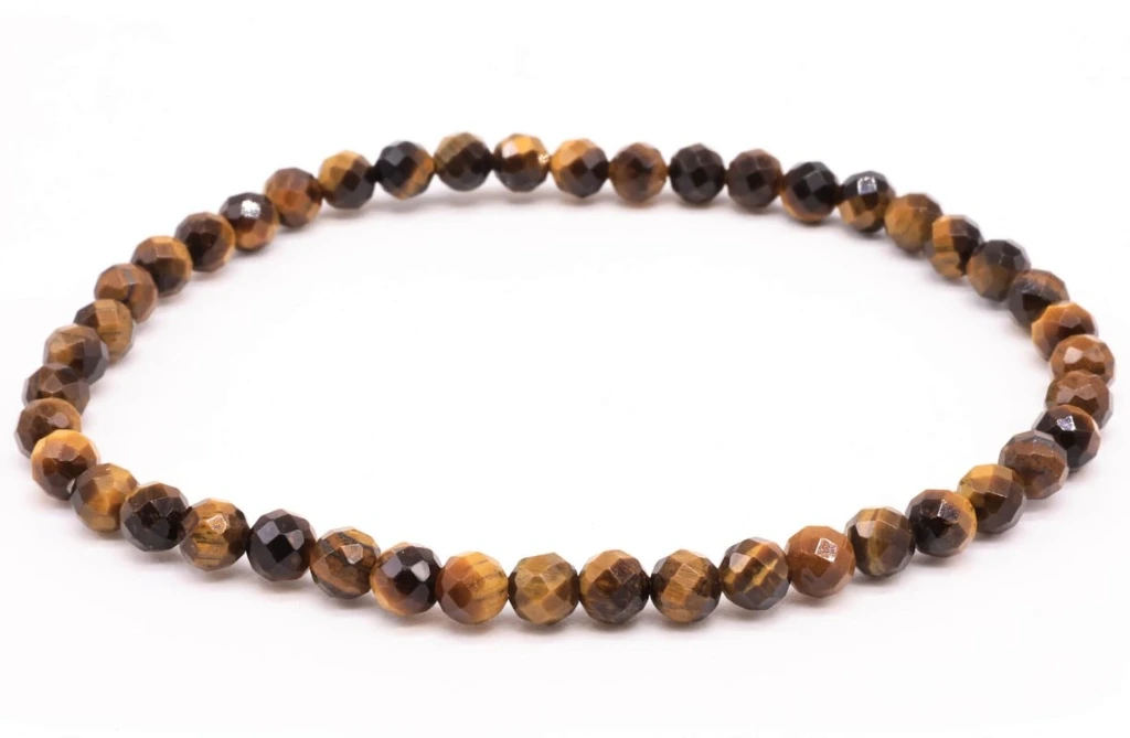 Bracelet Œil de Tigre perles facettées 4mm