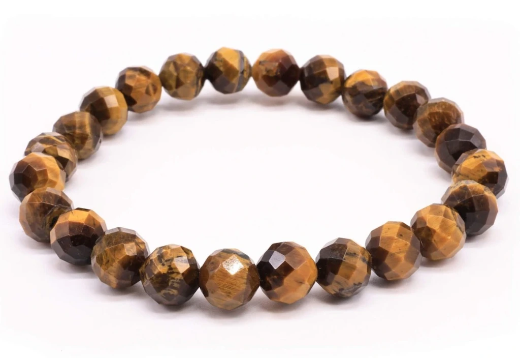 Bracelet Œil de Tigre perles facettées 8mm