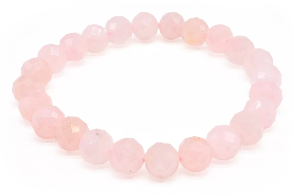 Bracelet Quartz Rose perles facettées 8mm