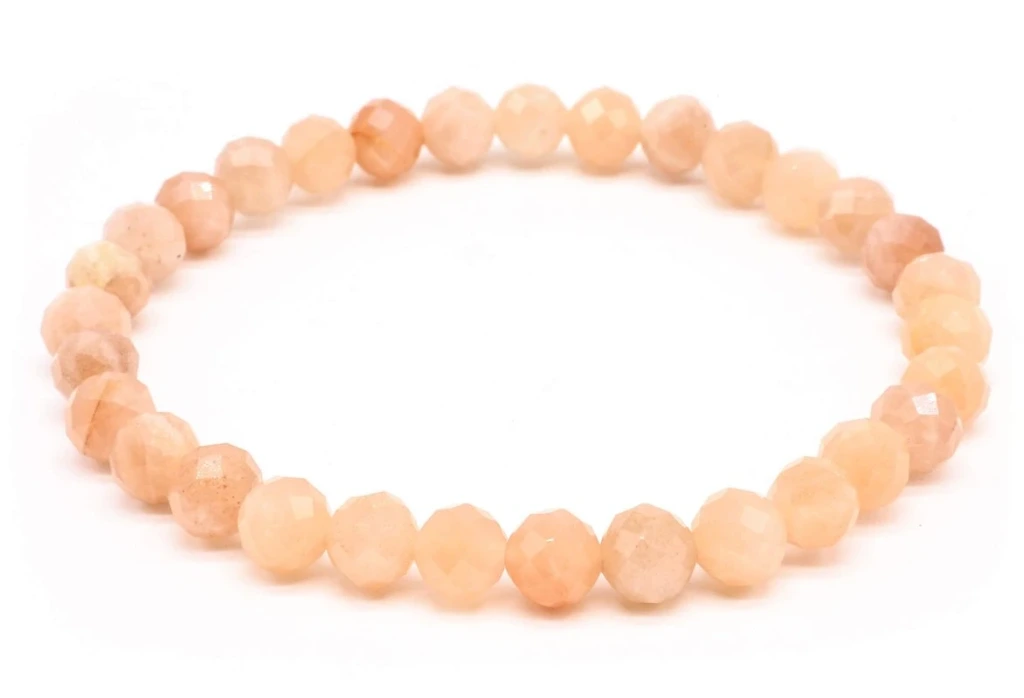 Bracelet Pierre de Soleil perles facettées 6mm