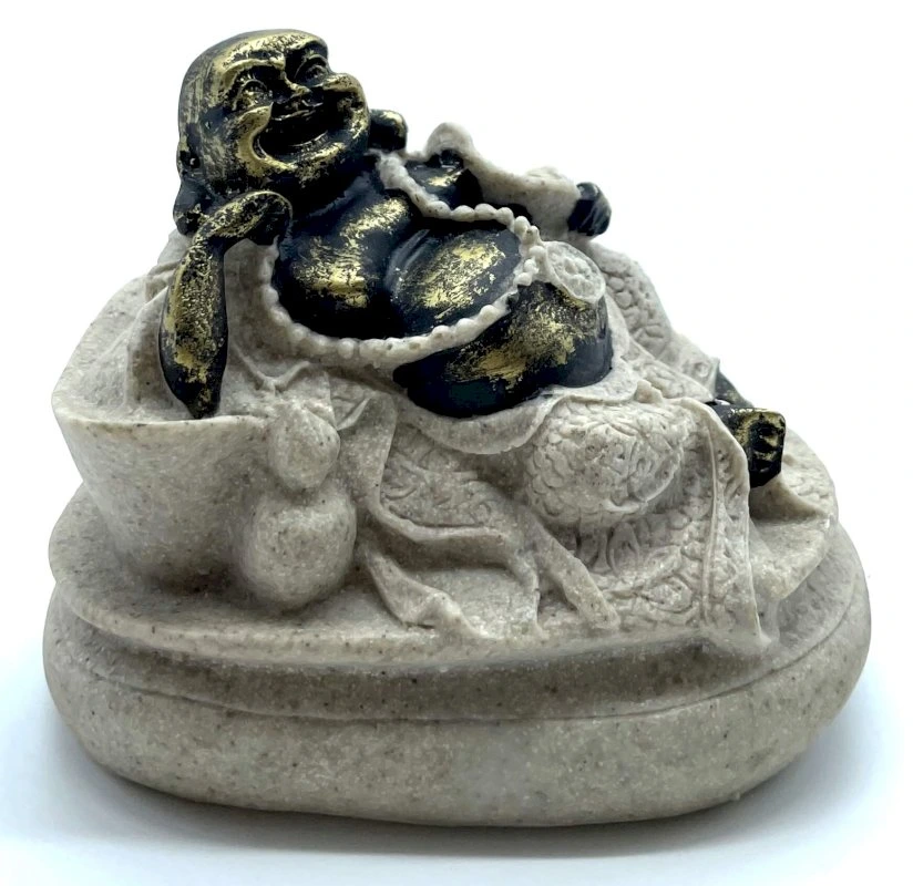 Bouddha rieur en résine grise