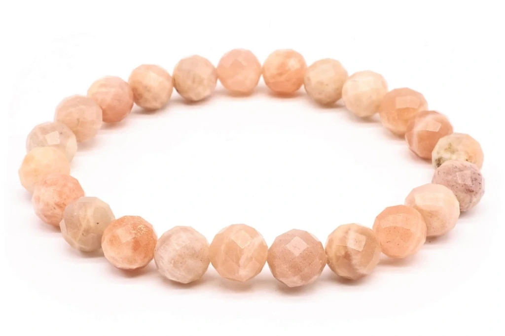 Bracelet Pierre de Soleil perles facettées 8mm