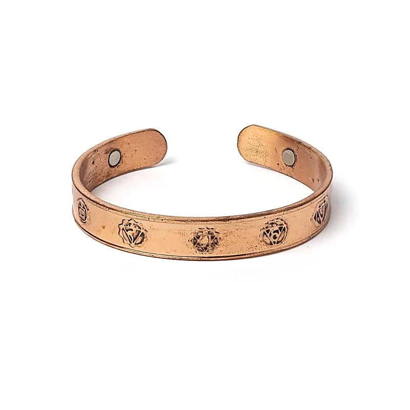 Bracelet cuivre symboles des chakras magnétique
