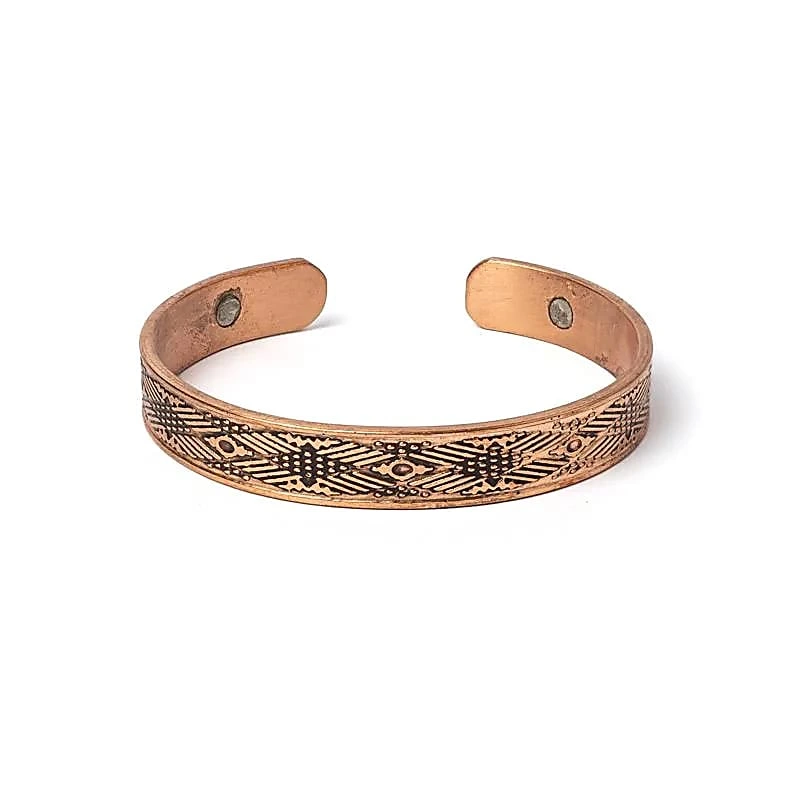 Bracelet cuivre rayures croisées magnétique