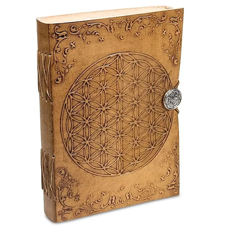 Carnet de note Fleur de vie avec couverture en cuir synthétique
