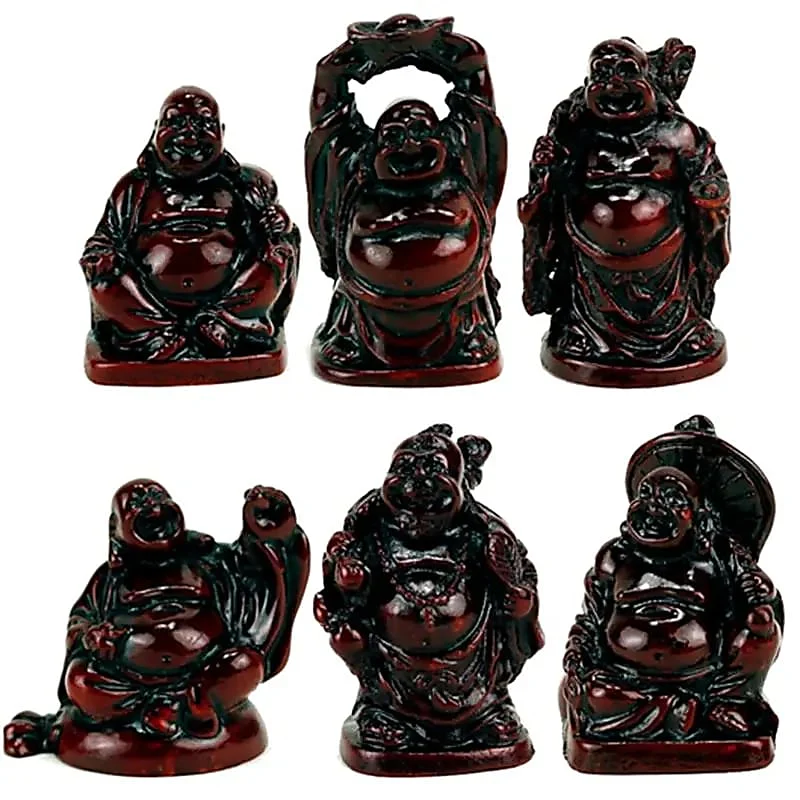 Bouddha rieur en résine rouge petit