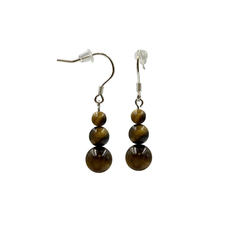 Boucle d'oreille Œil de tigre en argent
