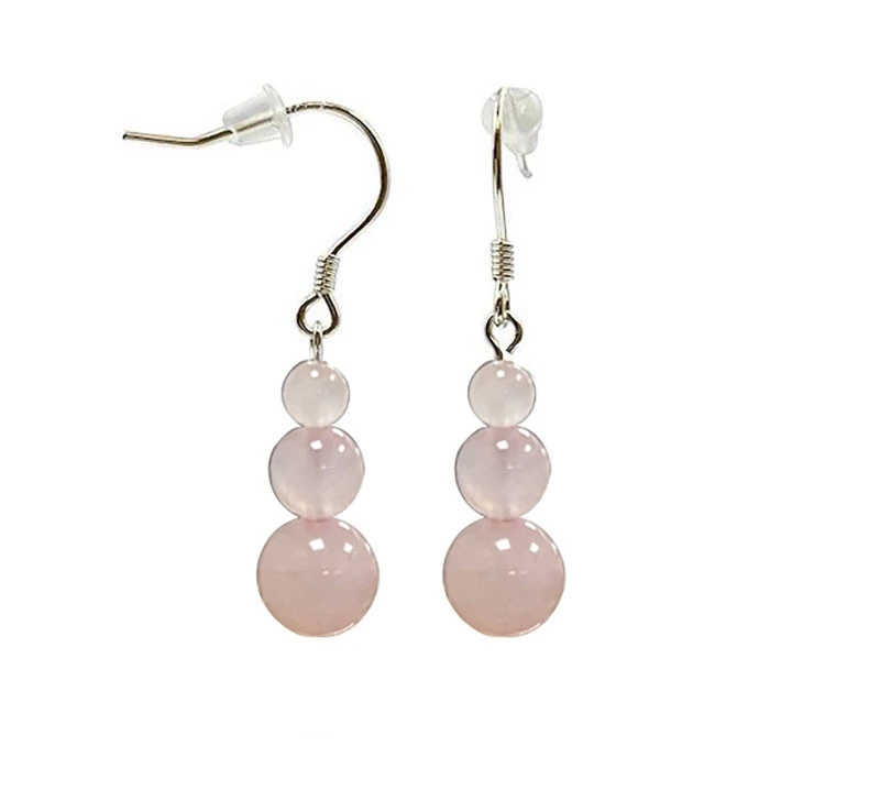 Boucle d'oreille Quartz rose en argent