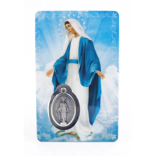 Médaille sur carte Notre-Dame des miracles