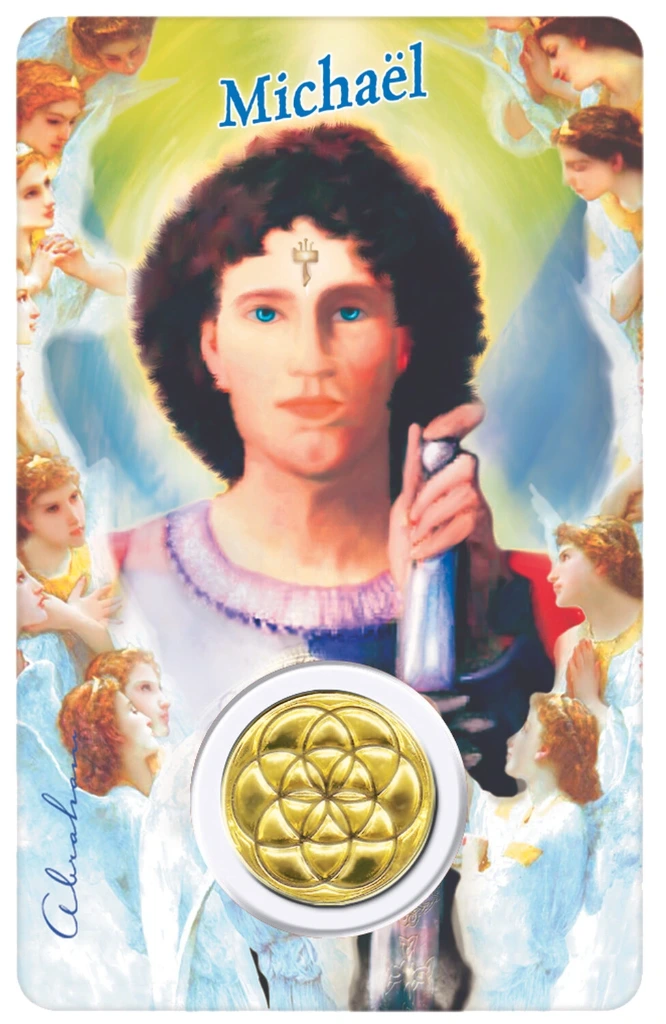 Médaille sur carte Archange Michaël
