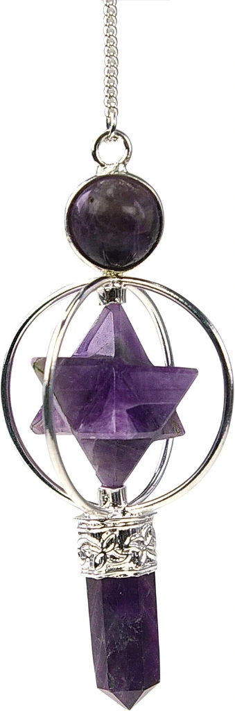 Pendule Merkaba 3 Pierres en Améthyste