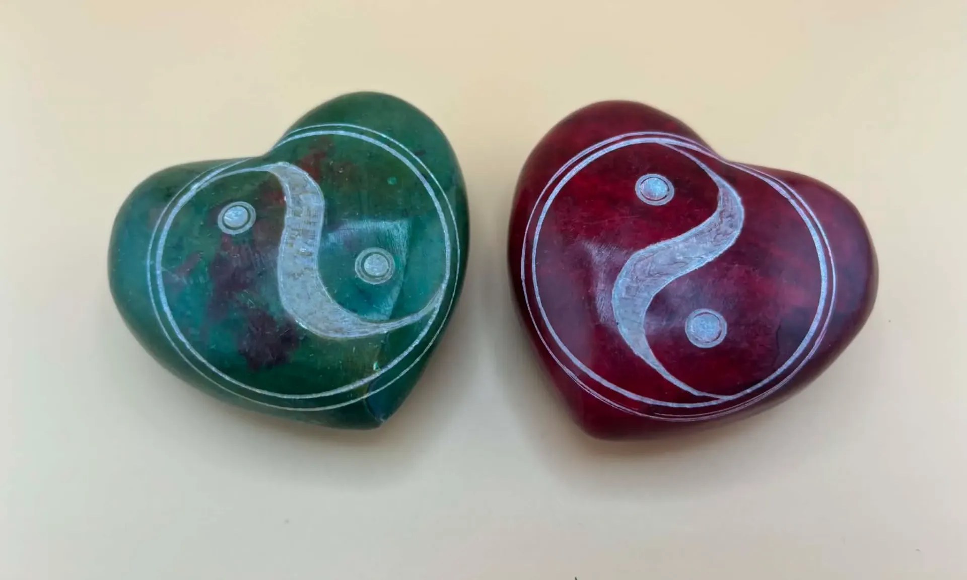 Cœur en pierre de savon Yin & Yang