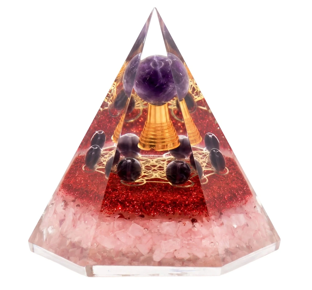 Pyramide d'orgonite "Paix & Amour inconditionnel"