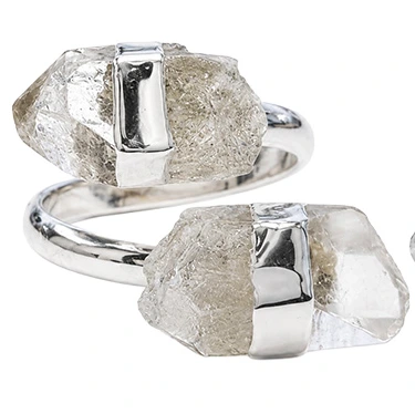 Bague Cristal de roche 2 pointes