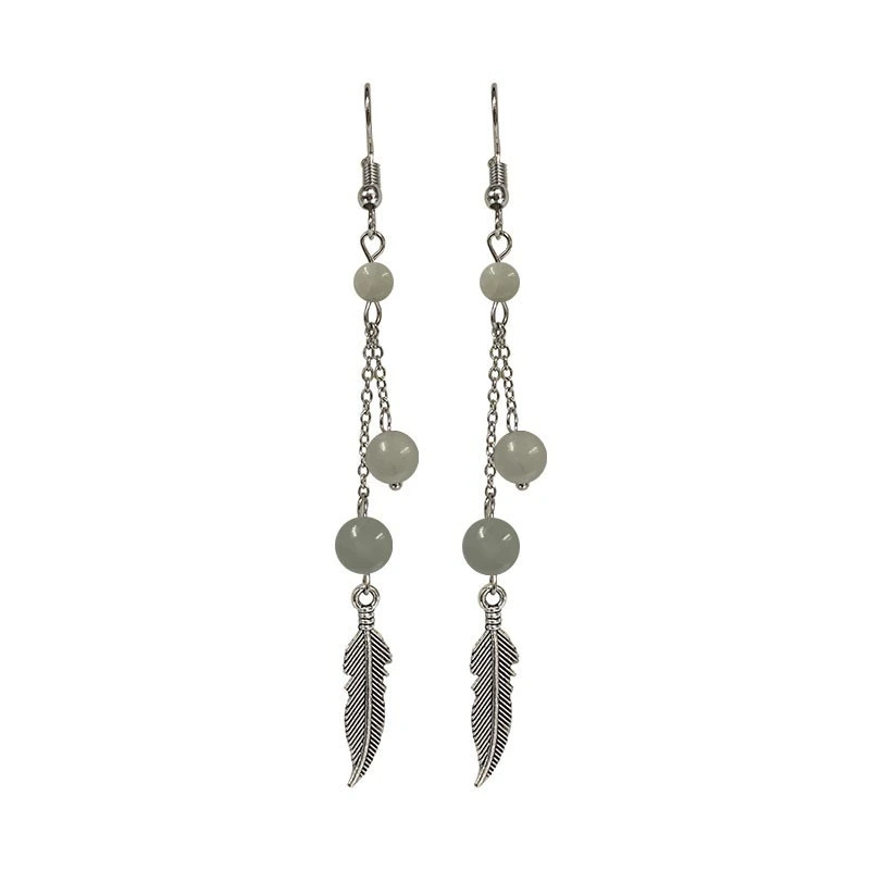 Boucles d'oreilles Aigue Marine plumes