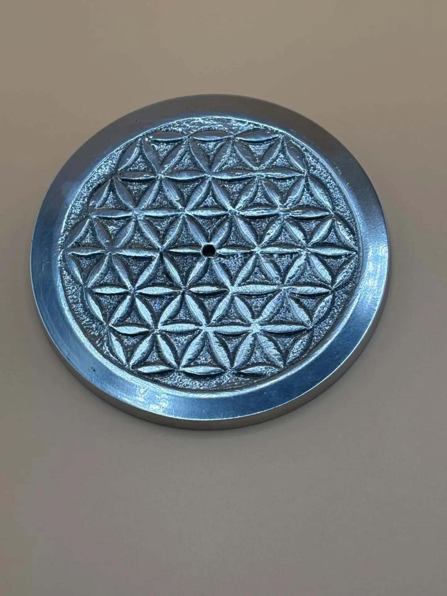 Porte encens fleur de vie en aluminium