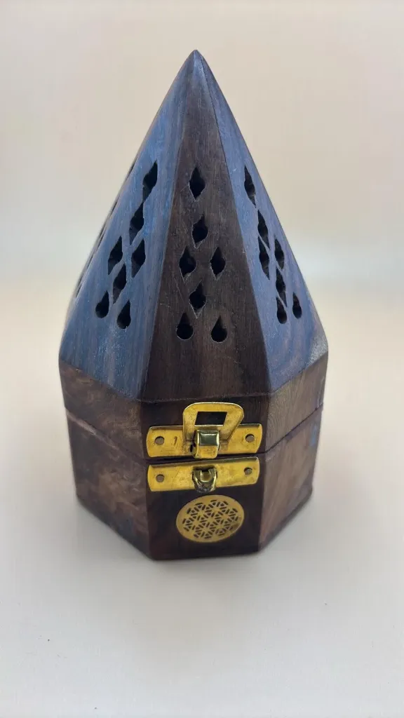 Porte encens cône en bois