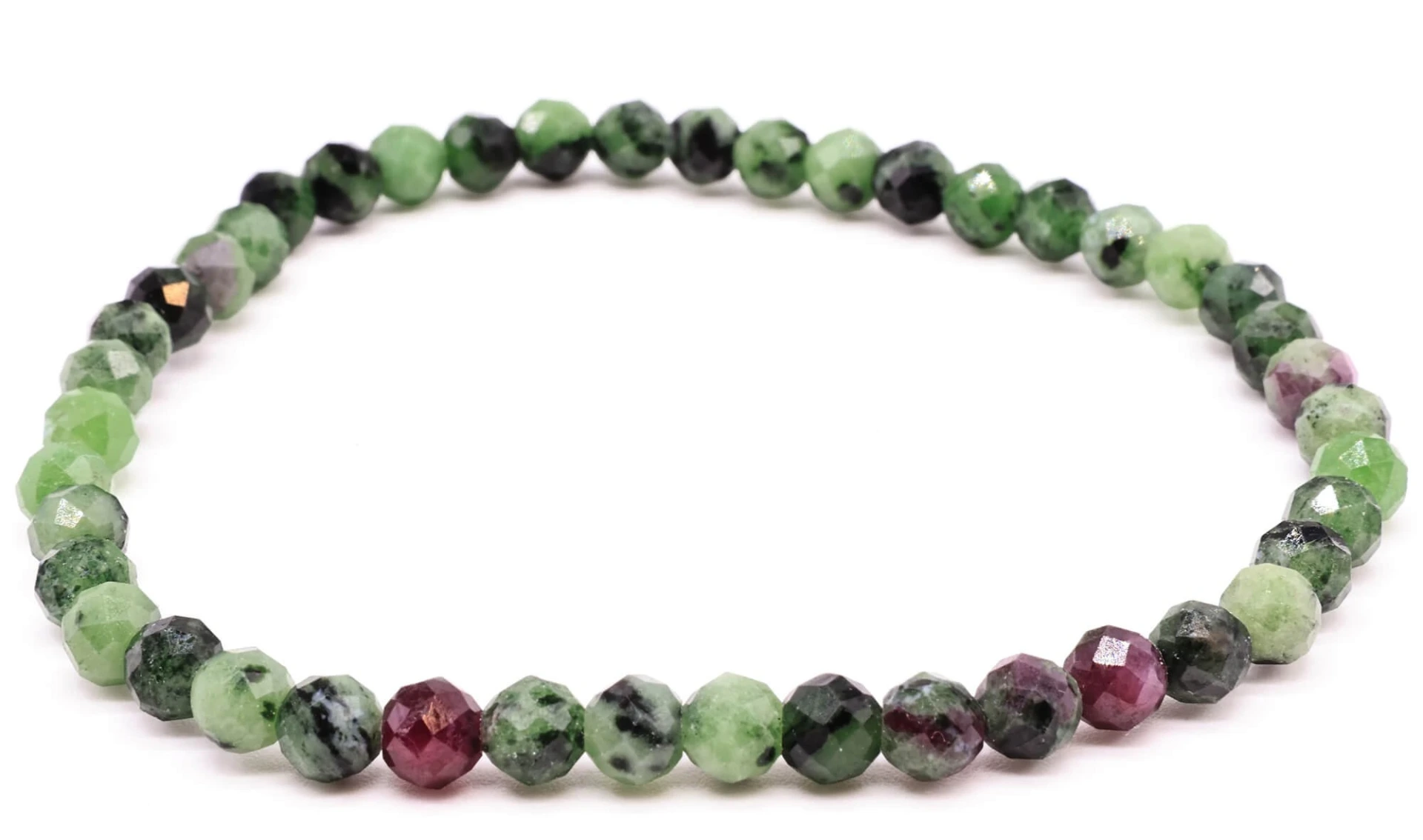 Bracelet Rubis Zoïsite perles facettées 4mm