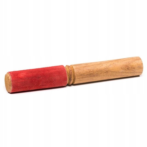 [BAT014] Bâton bois bol chantant - peau de chamois rouge