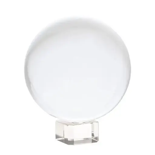[BOUL007] Sphère de Cristal sur base en verre 