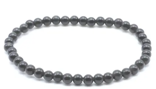 Bracelet Obsidienne noire perles 4mm