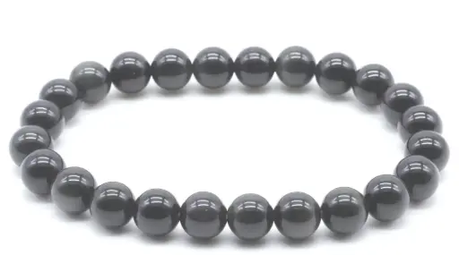 Bracelet Obsidienne noire perles 8mm
