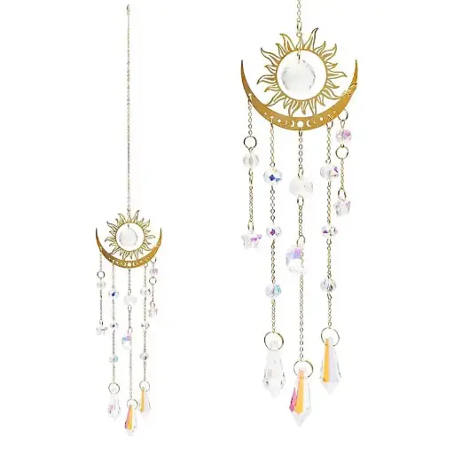 Attrape-soleil soleil et demi-lune avec verre cristal