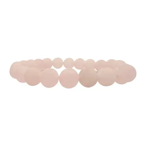 Bracelet quartz rose 8mm dépoli