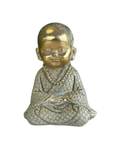 Statuette Moine Méditatif doré